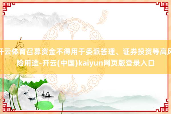开云体育召募资金不得用于委派答理、证券投资等高风险用途-开云(中国)kaiyun网页版登录入口
