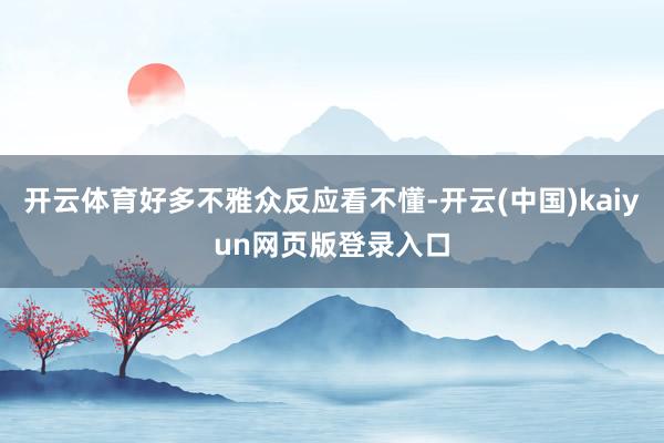 开云体育好多不雅众反应看不懂-开云(中国)kaiyun网页版登录入口