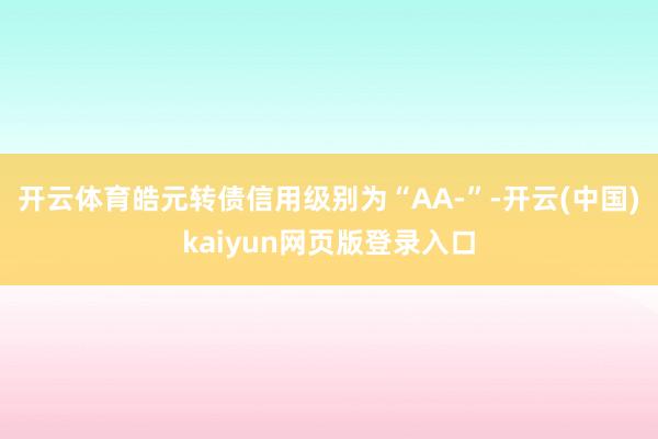 开云体育皓元转债信用级别为“AA-”-开云(中国)kaiyun网页版登录入口
