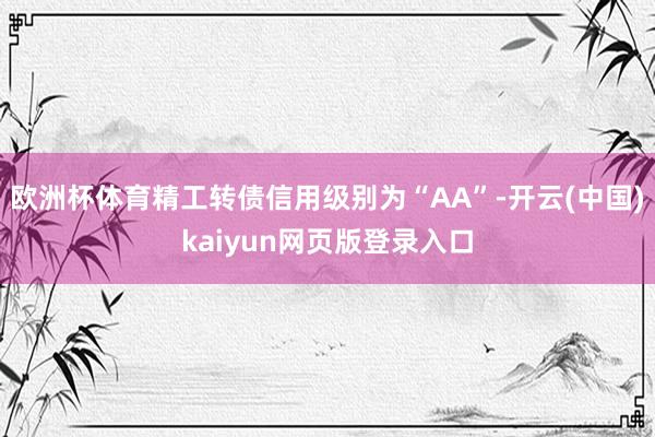 欧洲杯体育精工转债信用级别为“AA”-开云(中国)kaiyun网页版登录入口