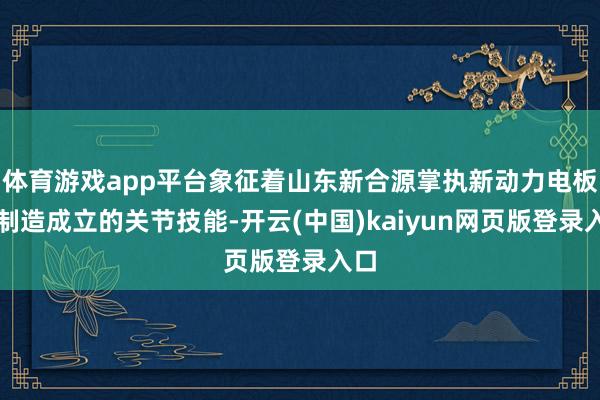 体育游戏app平台象征着山东新合源掌执新动力电板壳制造成立的关节技能-开云(中国)kaiyun网页版登录入口