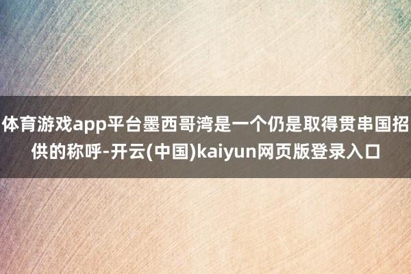 体育游戏app平台墨西哥湾是一个仍是取得贯串国招供的称呼-开云(中国)kaiyun网页版登录入口
