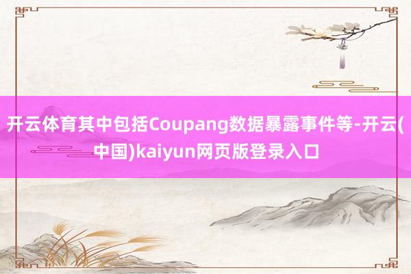 开云体育其中包括Coupang数据暴露事件等-开云(中国)kaiyun网页版登录入口