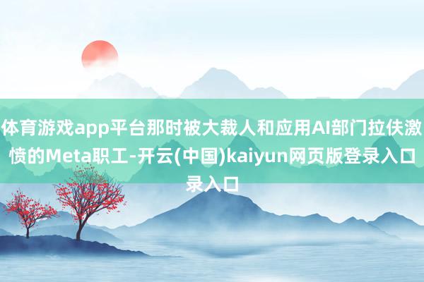 体育游戏app平台那时被大裁人和应用AI部门拉伕激愤的Meta职工-开云(中国)kaiyun网页版登录入口