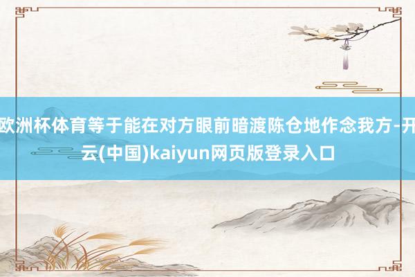 欧洲杯体育等于能在对方眼前暗渡陈仓地作念我方-开云(中国)kaiyun网页版登录入口